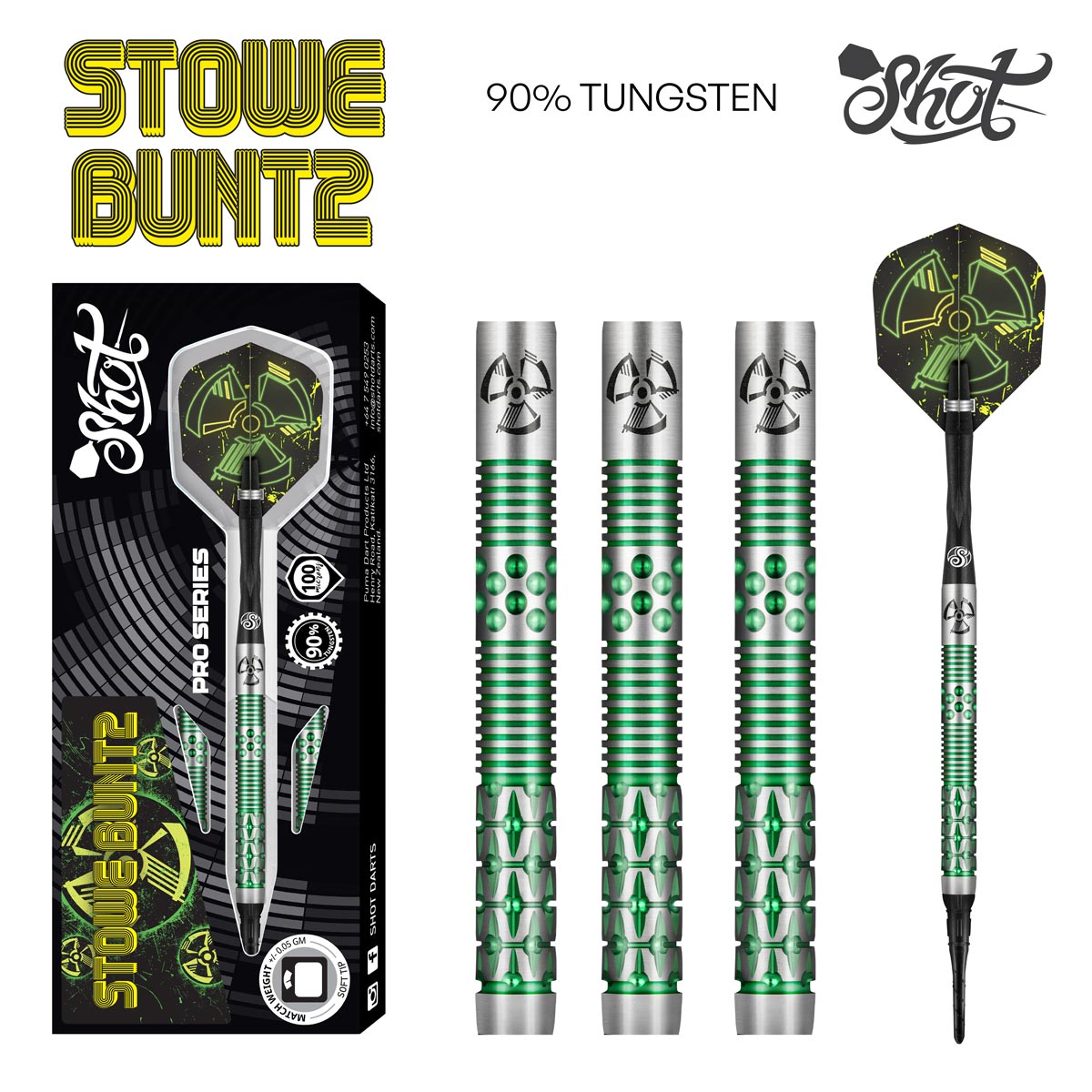 Shot Pro Series – Stowe Buntz 2.0 Soft Tip Dart Set - 90% Tungsten - 21gm