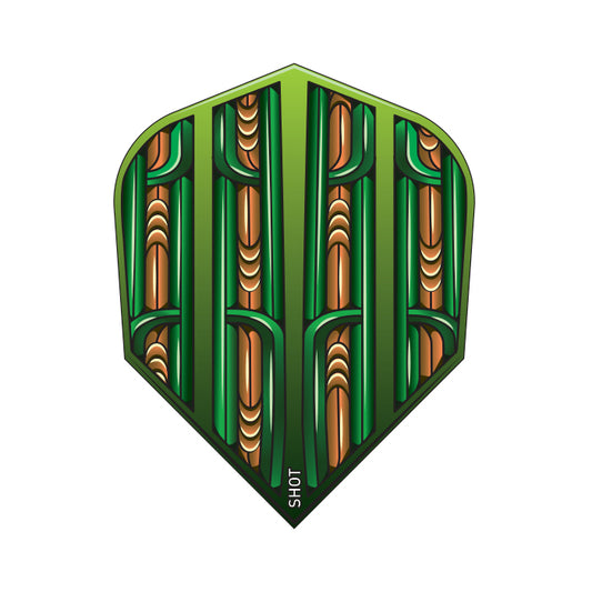 Shot Darts Warrior Rutene Dart Flight Set- Small Standard Green