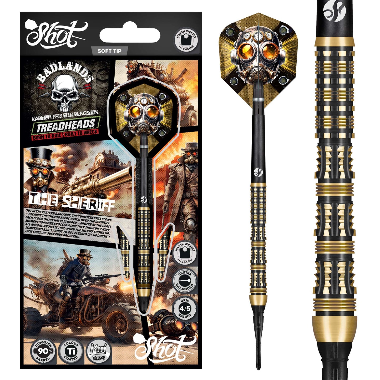 Badlands The Sheriff Soft Tip Dart Set - 90% Tungsten Barrels - 20gm