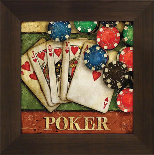 Classic-Poker-Card-Hand-and-Chips-Decorative-Framed-Art-Piece