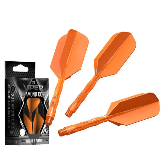 Viper Diamond Core Integrated Dart Flight & Shaft System - Medium Shaft, Slim Flight - Neon Orange