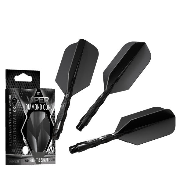 Viper Diamond Core Integrated Dart Flight & Shaft System - InBetween Shaft, Slim Flight - Black