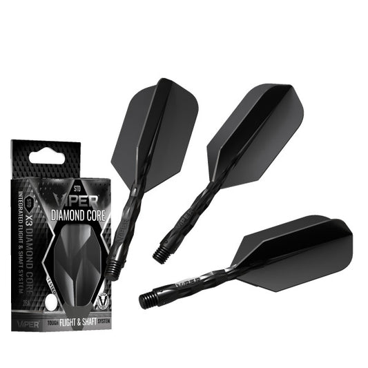 Viper Diamond Core Integrated Dart Flight & Shaft System - InBetween Shaft, Slim Flight - Black