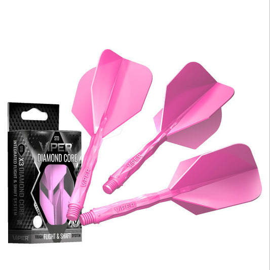 Viper Diamond Core Integrated Dart Flight & Shaft System - Medium Shaft, Standard Flight - Neon Pink