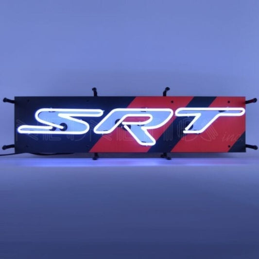 Dodge SRT Junior Neon Sign with glowing blue and red neon lights, the ultimate symbol of performance for any auto enthusiast's space.