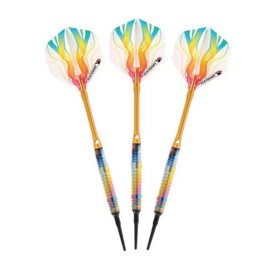 Elkadart Rainbow 90% Tungsten Soft Tip Darts Multi Color Titanium Coating Shark Fin Barrel