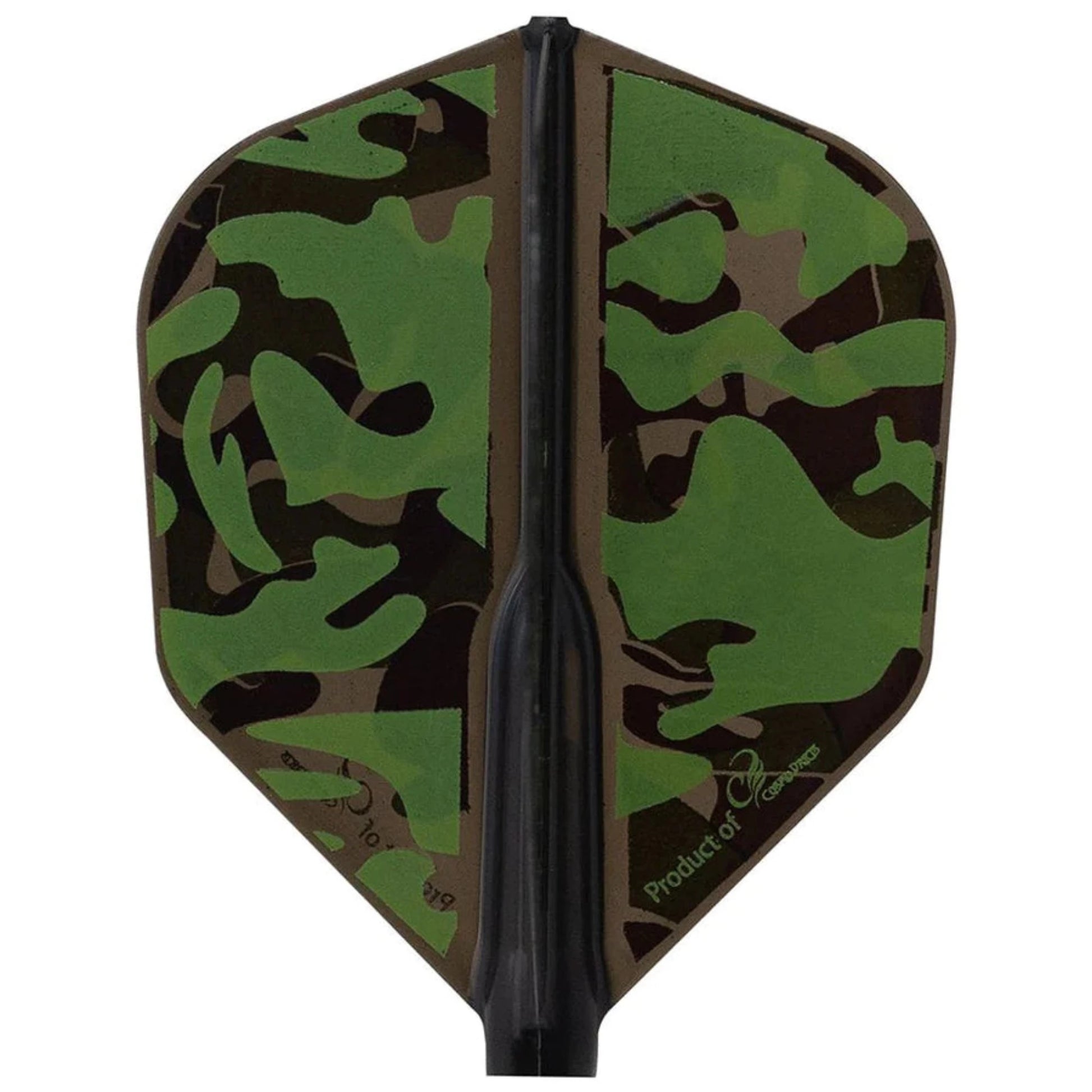 Fit Flight Air Liquid Camo Style A Dart Flights in dark green, offering a stealthy design with enhanced flexibility and reduced weight for precise throws.