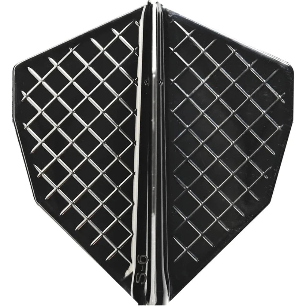 Fit Flight Pro S-6 Black Dart Flights with 3D grid design for optimal durability and aerodynamics.