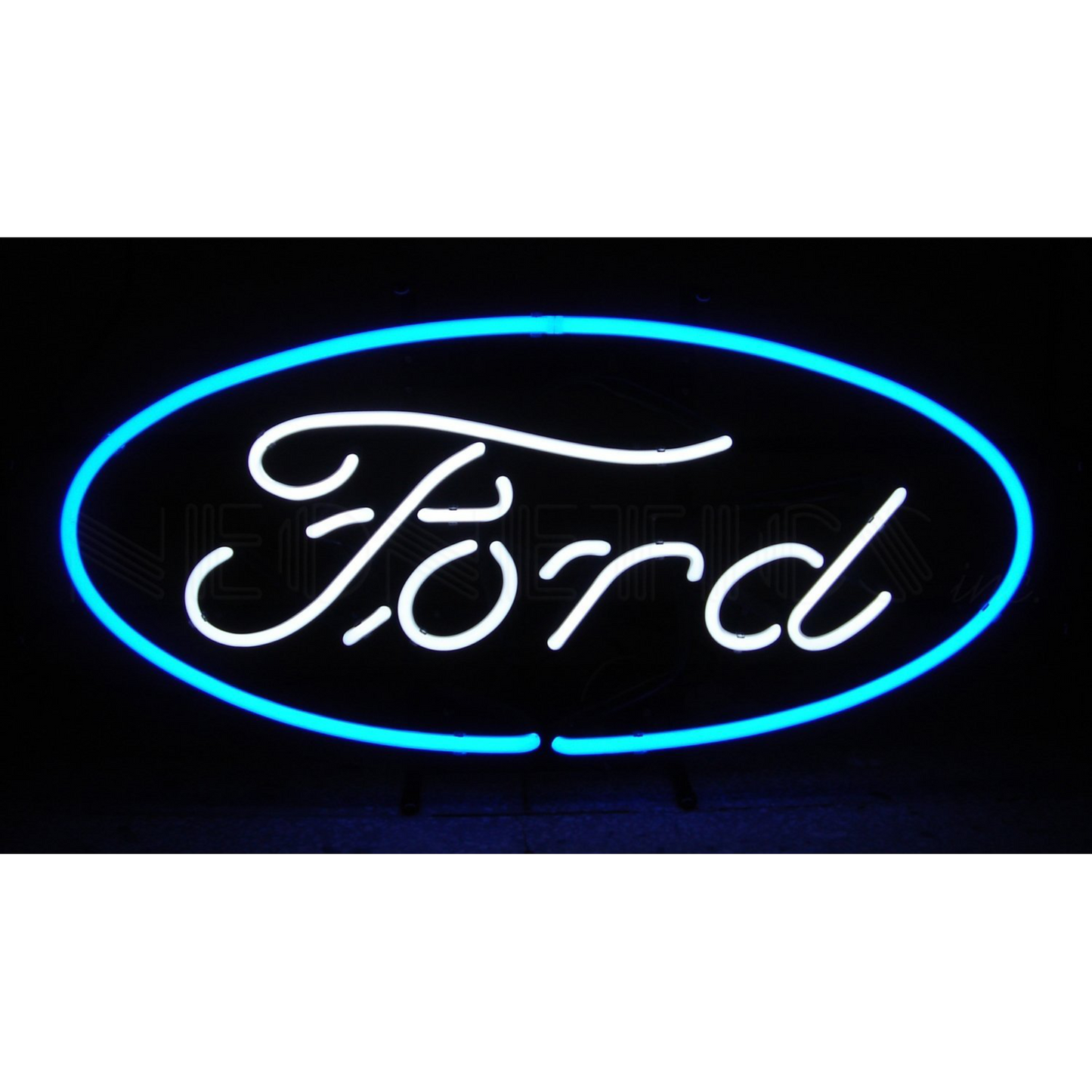 Ford Oval Logo Neon Sign in cool blue