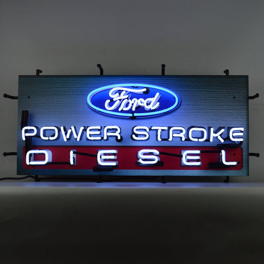 Ford Power Stroke Diesel Neon Sign, 32 inches wide by 15 inches high, with vibrant neon detailing.