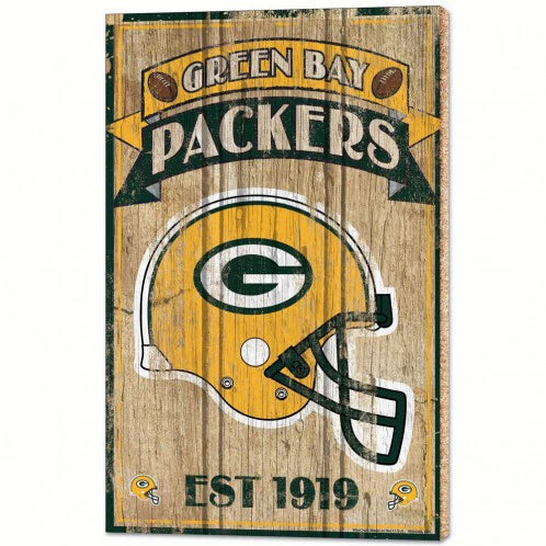 Vintage-inspired wood sign celebrating the establishment of the Green Bay Packers, perfect for fans who cherish team history.