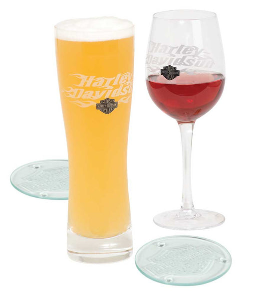 Harley Davidson Pilsner & wine Glass Set