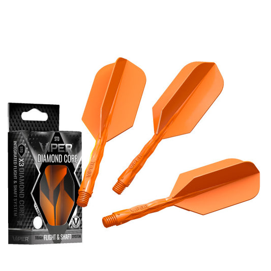 Viper Diamond Core Integrated Dart Flight & Shaft System - InBetween Shaft, Slim Flight - Neon Orange