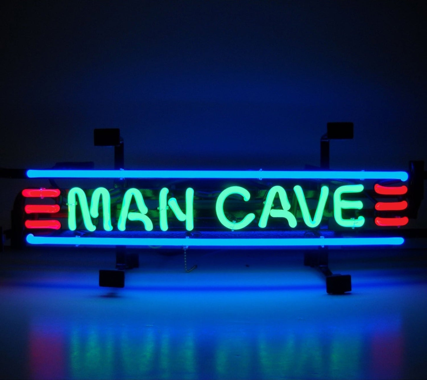 Man Cave Junior Neon Sign featuring multi-colored neon lights spelling out 'MAN CAVE', the ultimate addition to any personal retreat space