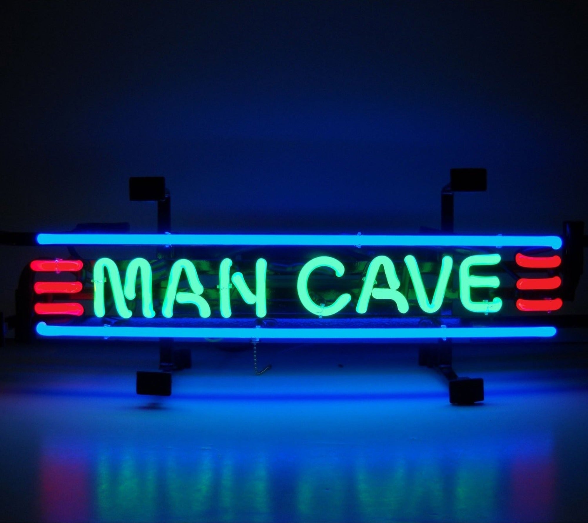 Man Cave Junior Neon Sign featuring multi-colored neon lights spelling out 'MAN CAVE', the ultimate addition to any personal retreat space