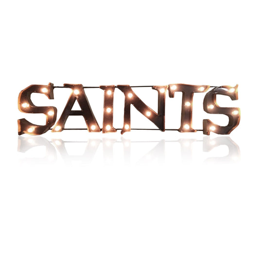 New Orleans Saints Recycled Metal Lighted Sign