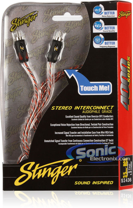 Stinger 6' 2 Channel Aux Cable to Stereo RCA Interconnect Cable