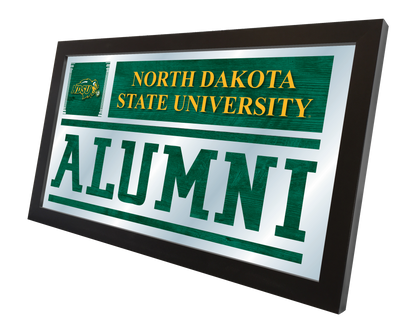 Angled perspective of North Dakota State University Alumni Mirror showing the depth and quality of the frame.