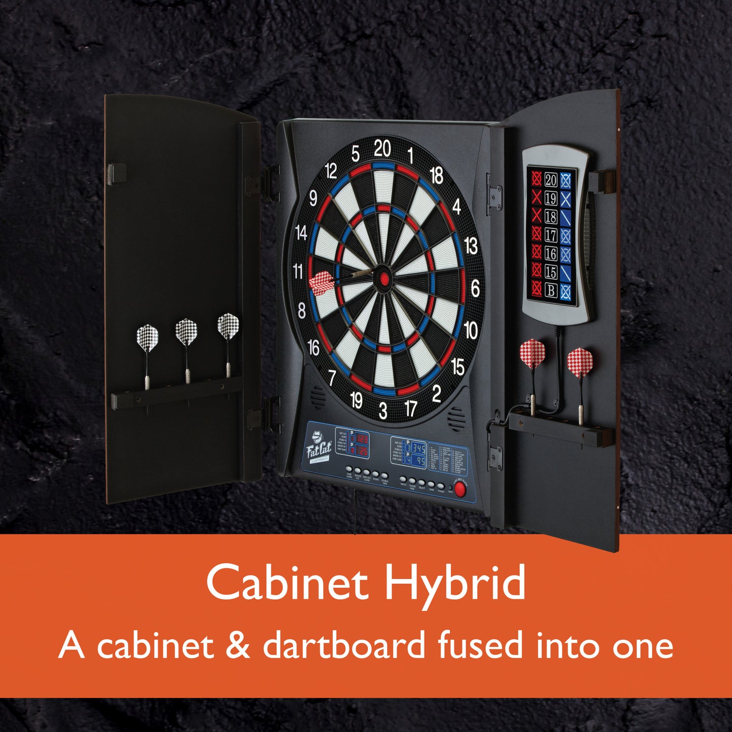 Fat Cat Mercury Electronic Dartboard & Cabinet Combo