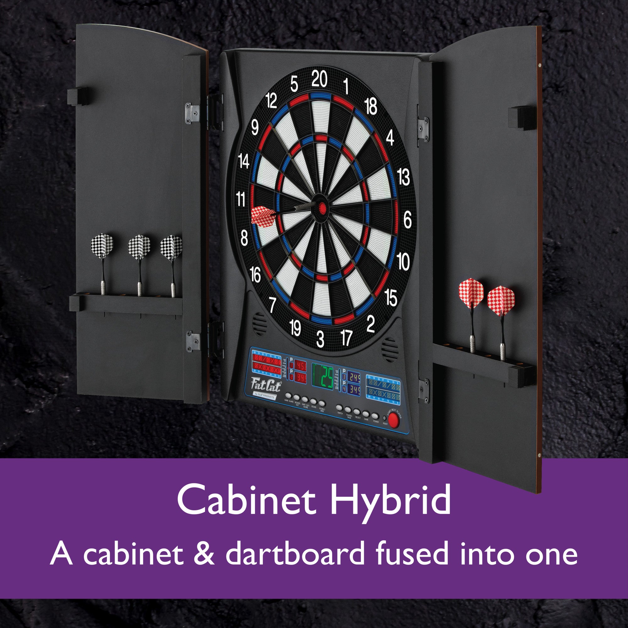 Fat Cat Electronx Electronic Dartboard & Cabinet Combo | CAVES