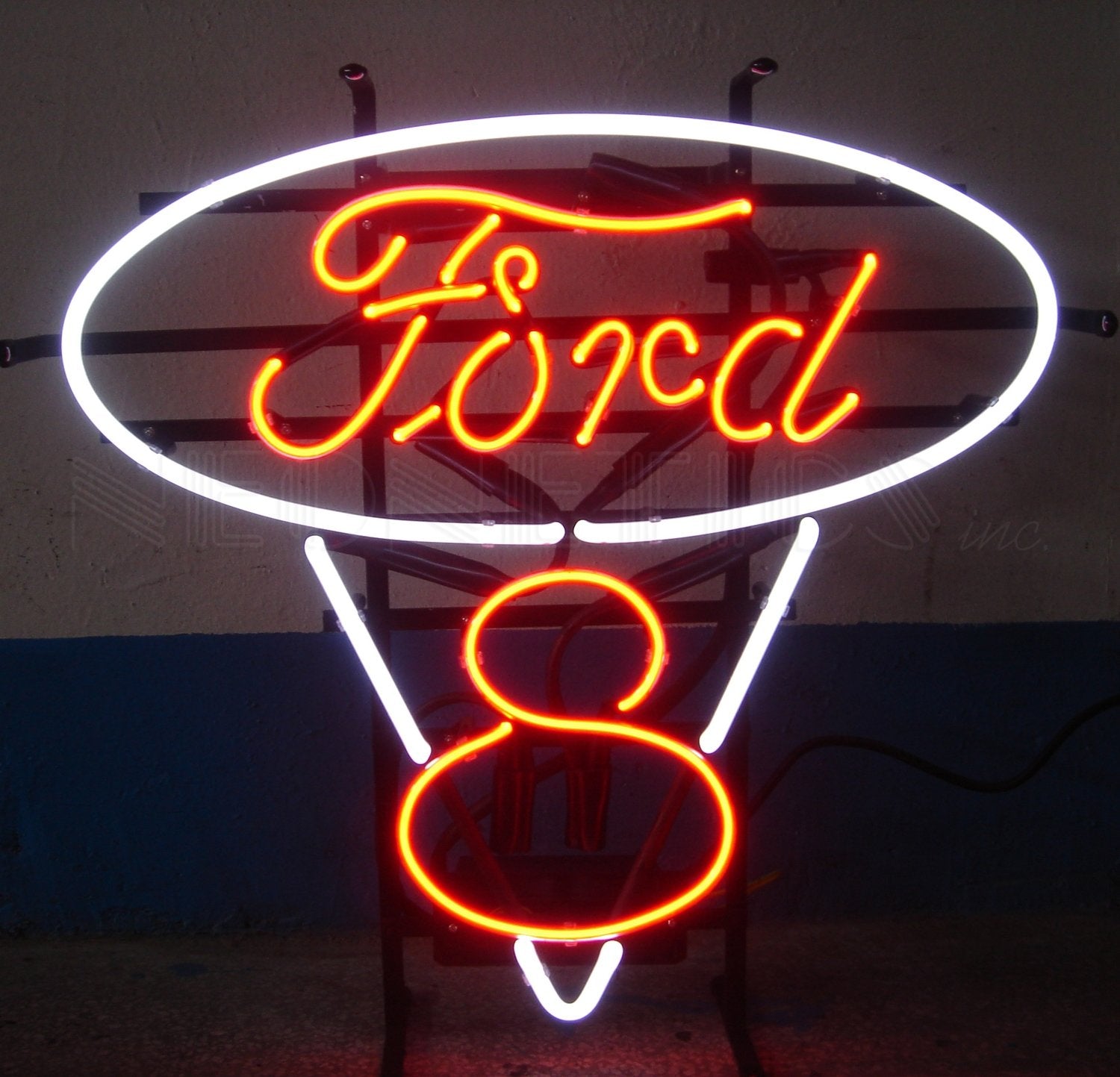 Ford V8 Red and White Neon Sign