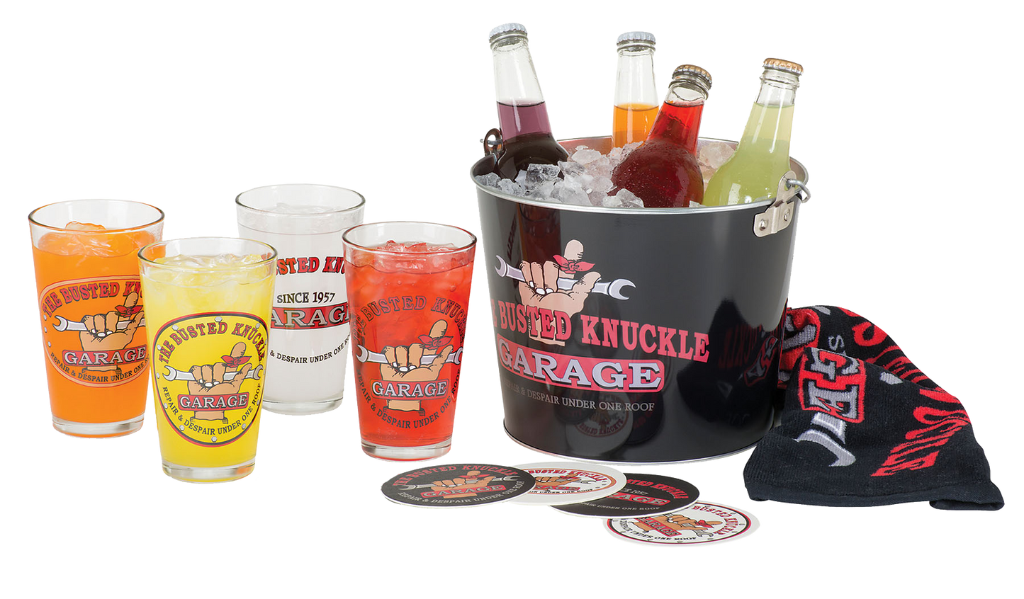 Busted Knuckle Garage Pint Glass Party Bucket Set