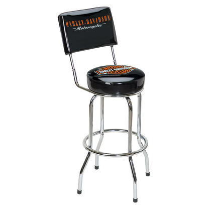 Harley Davidson Bar & Shield Bar Stool with Backrest