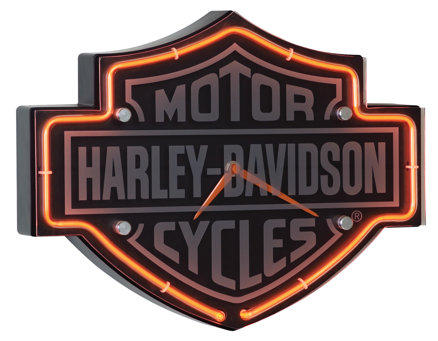 Harley Davidson Etched B&S Shaped Neon Clock