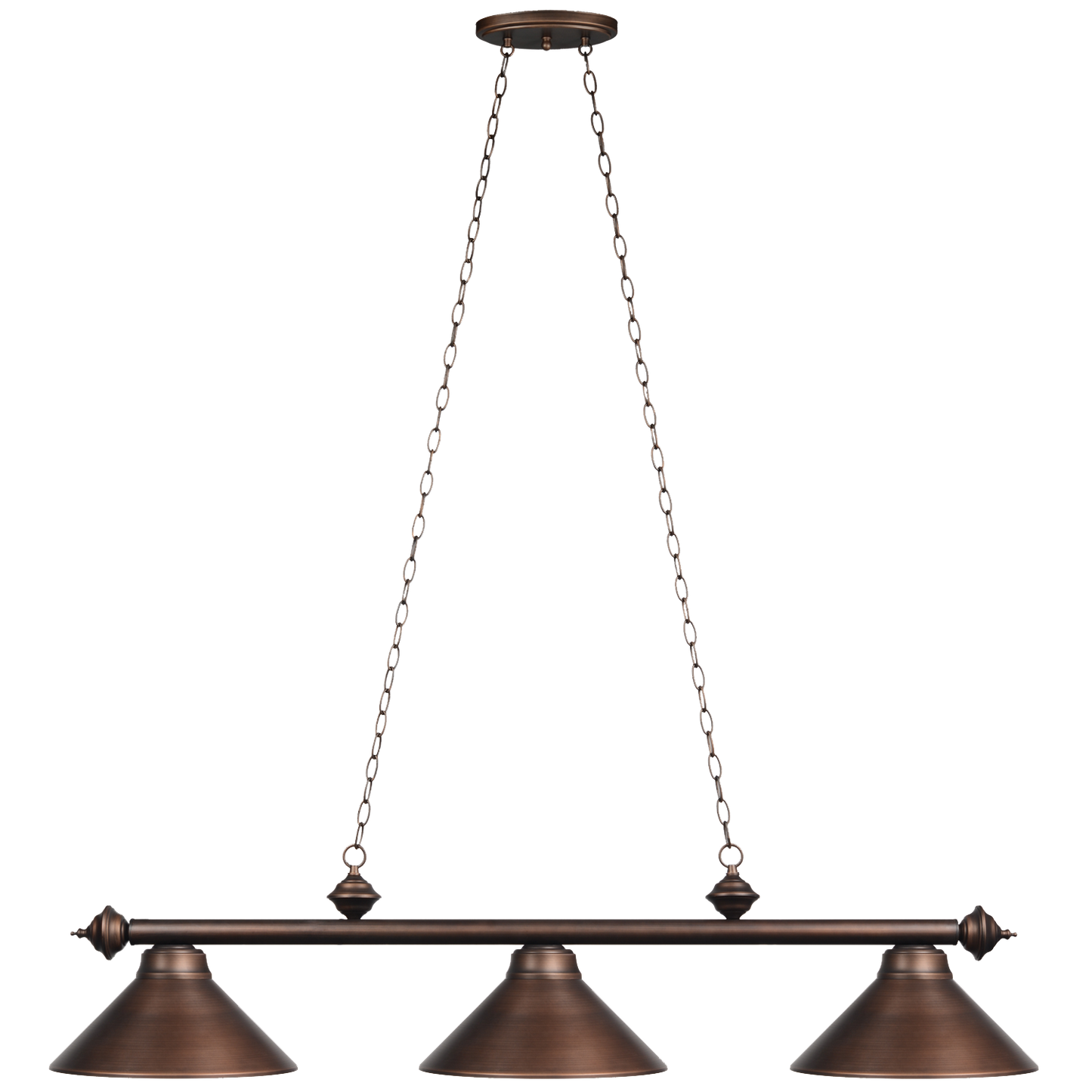 Oil Rubbed Bronze 3 Light Billiard Light with Metal Shades