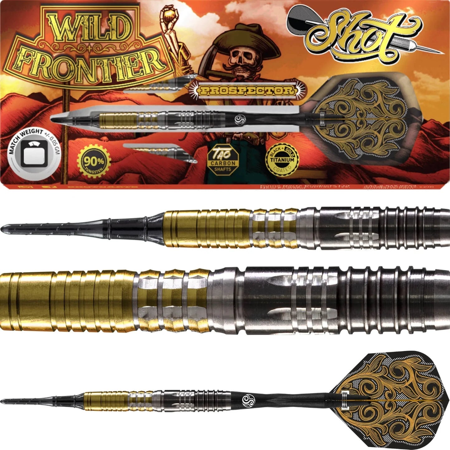 Shot Darts Wild Frontier Prospector Soft Tip Darts Set - 18 gm