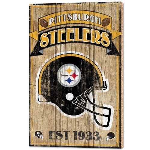 Pittsburgh Steelers established 1933 distressed wooden sign for fans.