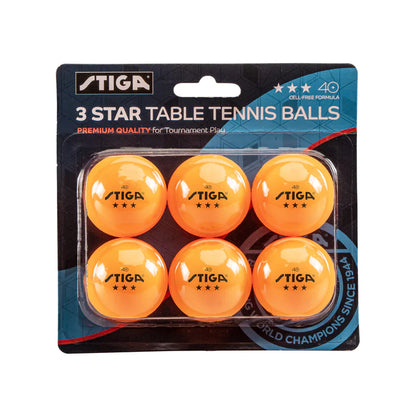 Stiga 3 Star Ping Pong Balls - 6 Pack