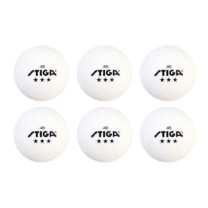 Stiga 3 Star Ping Pong Balls - 6 Pack